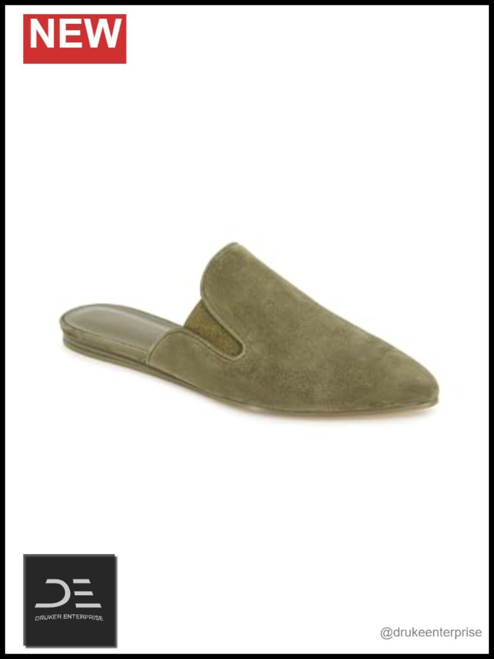 Women's Leather Pointed Toe Flat Mule Slip-On